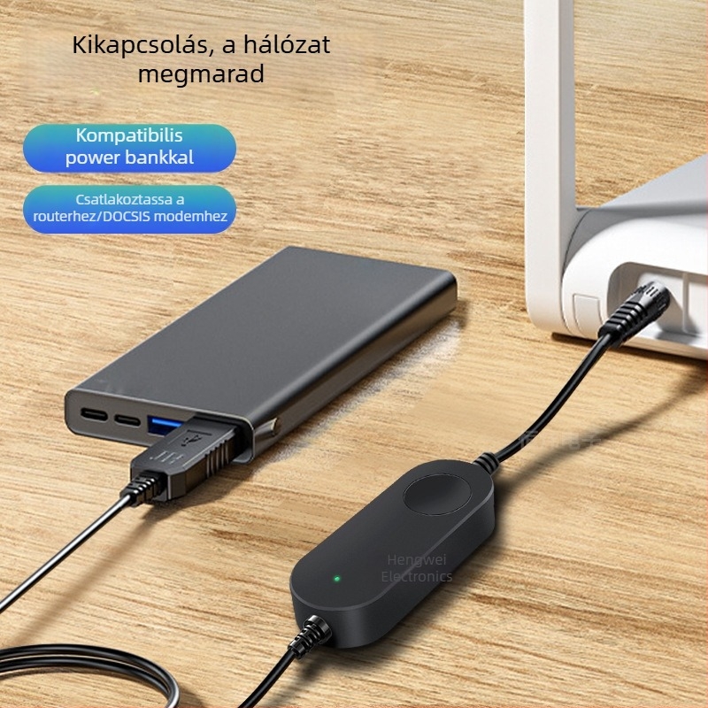 USB Boost kábel: 5V-ról 9V/12V-re, DC 5.5×2.1 mm csatlakozó, Type-C interfész, hossz 1.5 m, max. 1A