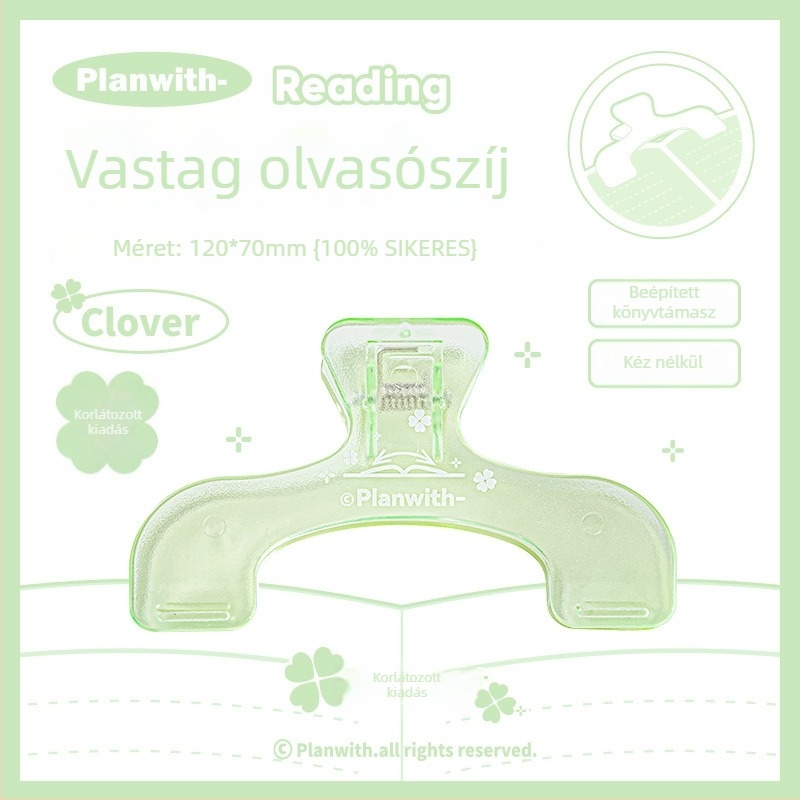 Planwith Reading Lapos Olvasó Klips – Plastmassz, Többcélú Jegyzetklips és Vizsgalevelek Mappa