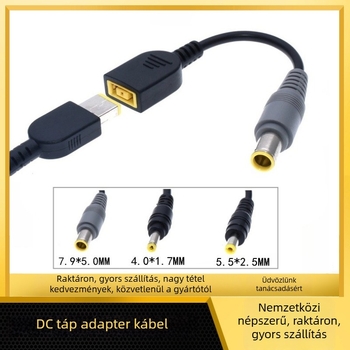 Lenovo tápegység-kábel adapter: 20V DC négyszögletes női csatlakozó a 7950/5525/4017-hez, modell 7950 5525 4017, kábelhossza 0,15 m, OEM, energiaátalakítási vonal