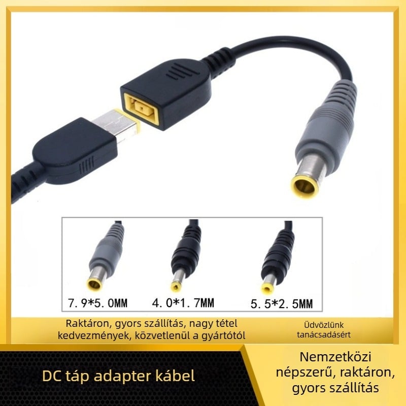 Lenovo tápegység-kábel adapter: 20V DC négyszögletes női csatlakozó a 7950/5525/4017-hez, modell 7950 5525 4017, kábelhossza 0,15 m, OEM, energiaátalakítási vonal