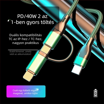 WeYoJu 3-in-1 szilikon USB adatkábel Huawei és Apple készülékekhez — Csatlakozók: Type-C, Lightning, Micro USB, Mini USB; Gyors töltés; Maximális kimeneti teljesítmény 5V