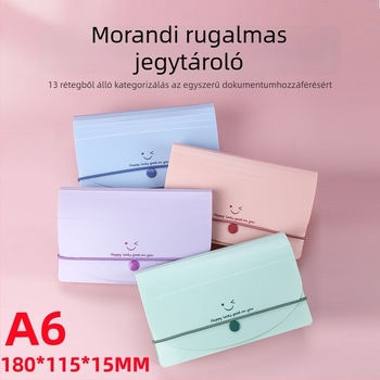 A6 PP irattartó 13 rekesszel, akordeon-stílus, vízálló ÁFA számlaosztályozás, Smiley Face sorozat