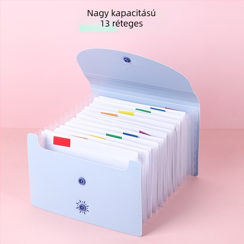 A6 PP irattartó 13 rekesszel, akordeon-stílus, vízálló ÁFA számlaosztályozás, Smiley Face sorozat