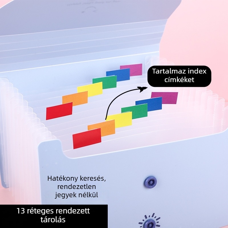 A6 PP irattartó 13 rekesszel, akordeon-stílus, vízálló ÁFA számlaosztályozás, Smiley Face sorozat