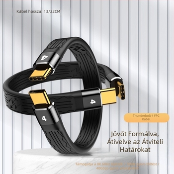 Thunderbolt 4 adatkábel FPC rugalmas kialakítással, 8K felbontású vetítés, PD 100W gyors töltés, 40Gbps átvitel