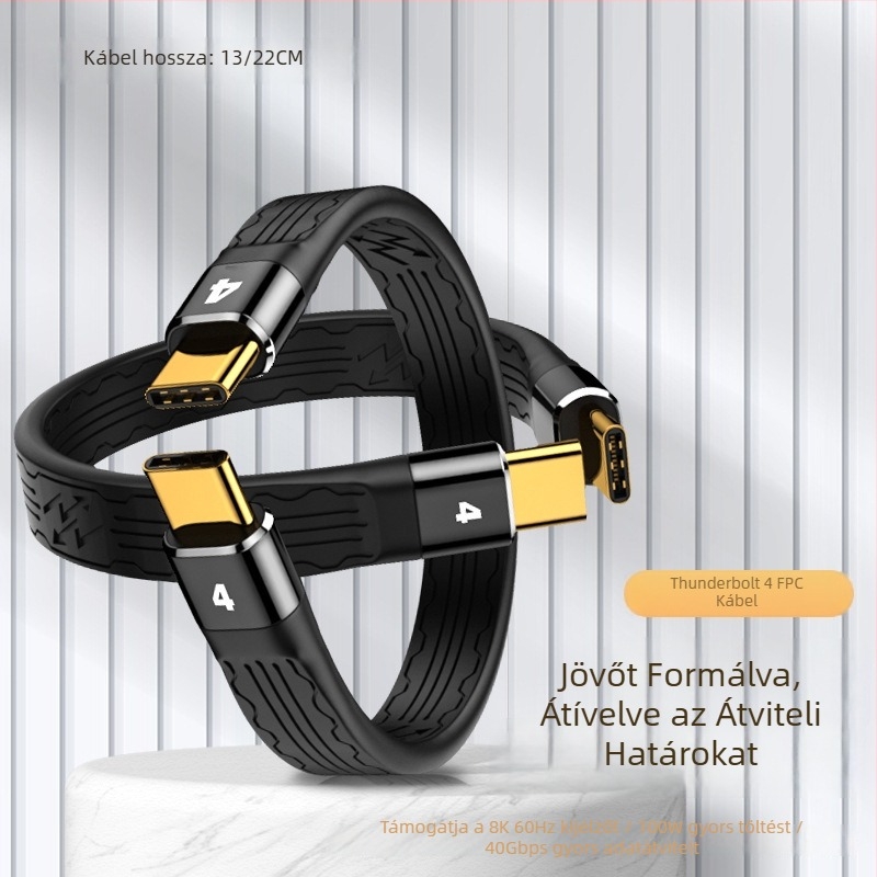 Thunderbolt 4 adatkábel FPC rugalmas kialakítással, 8K felbontású vetítés, PD 100W gyors töltés, 40Gbps átvitel