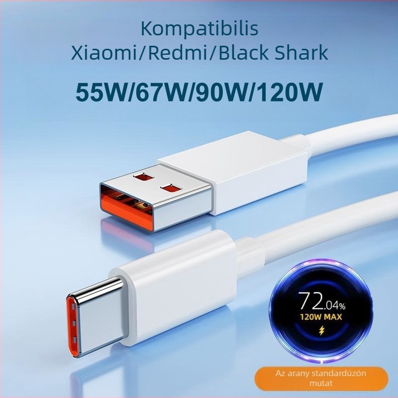 USB-C adatkábel gyors töltéshez, max. 120W, PVC burkolat, egyfejű csatlakozó