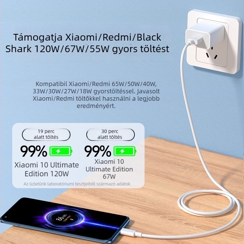 USB-C adatkábel gyors töltéshez, max. 120W, PVC burkolat, egyfejű csatlakozó
