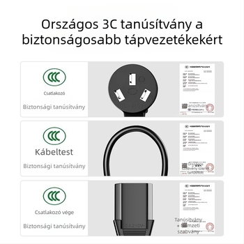Hárompin-es tápkábel, tiszta réz vezetővel, megfelelő rizsfőzőhöz, PC-hez és monitorhoz