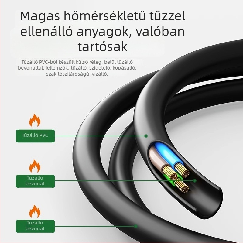 Hárompin-es tápkábel, tiszta réz vezetővel, megfelelő rizsfőzőhöz, PC-hez és monitorhoz