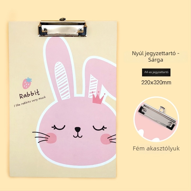 Moon Heng YH-4612 Dokumentum mappa klips nyuszi motívummal, egyszeres rögzítés