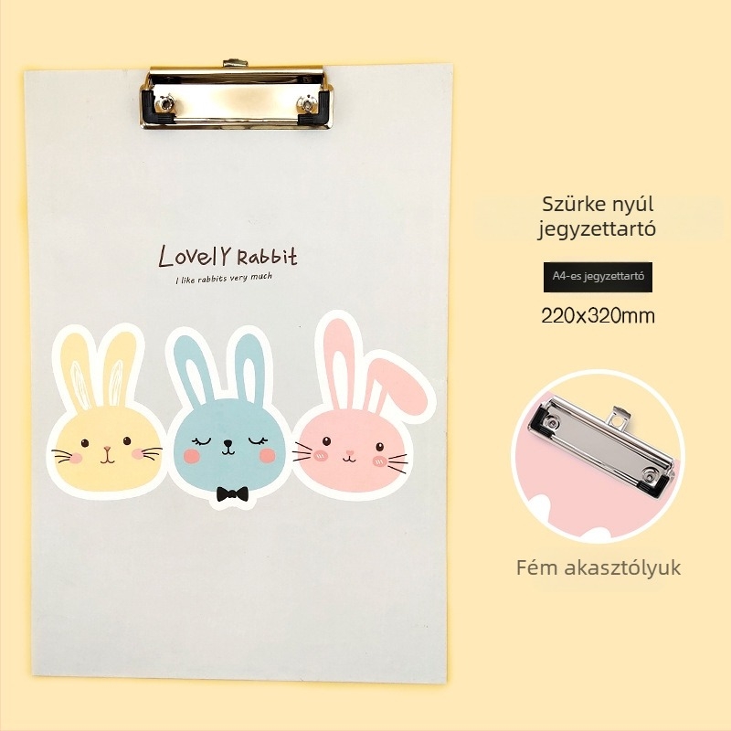 Moon Heng YH-4612 Dokumentum mappa klips nyuszi motívummal, egyszeres rögzítés
