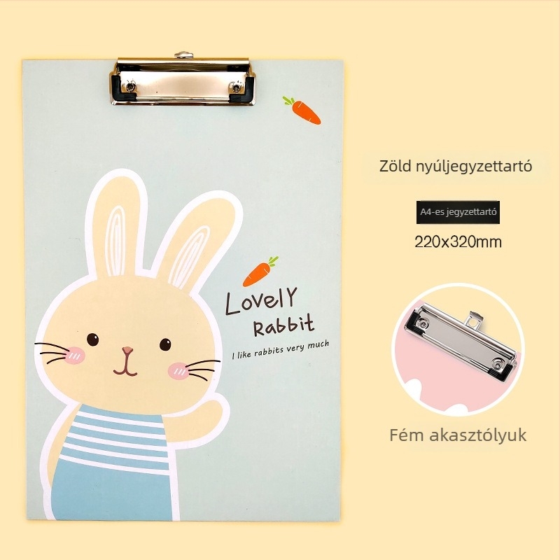 Moon Heng YH-4612 Dokumentum mappa klips nyuszi motívummal, egyszeres rögzítés