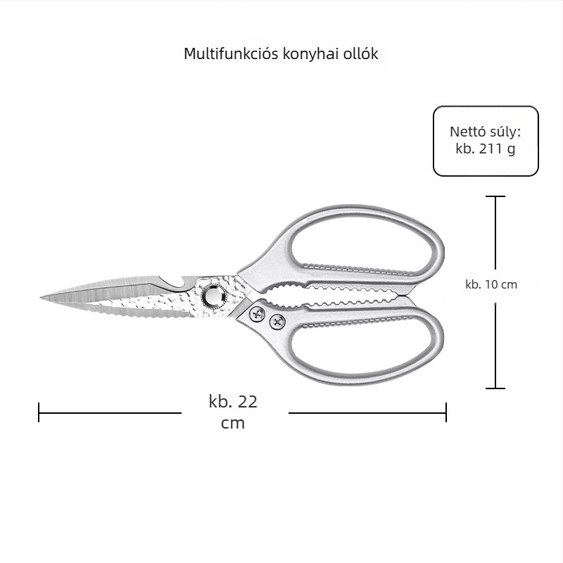 Rozsdamentes acélból készült konyhai olló, nehéz terhelésű csontvágás, többfunkciós halakhoz, testreszabás elérhető