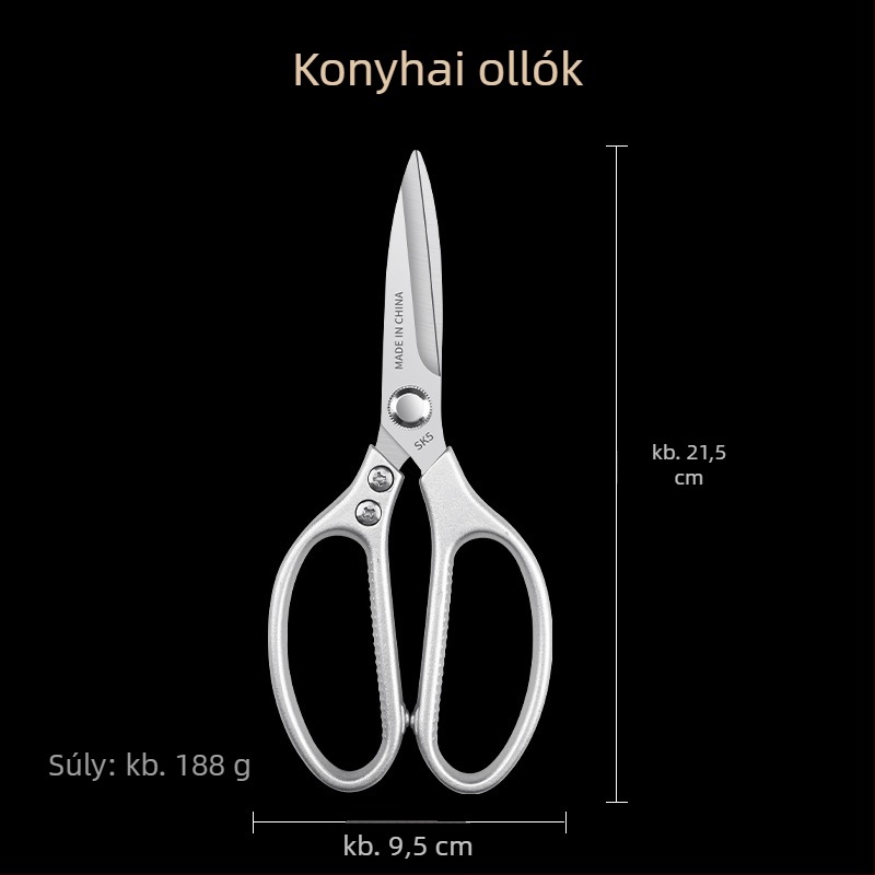 Rozsdamentes acélból készült konyhai olló, nehéz terhelésű csontvágás, többfunkciós halakhoz, testreszabás elérhető