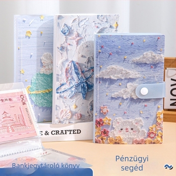 Habiter Monet-ihletésű készpénzmegtakarító könyv, átlátszó műanyag RMB bankjegy mappa