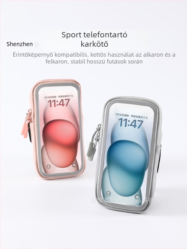 Érintőképernyős telefon a karon – könnyű, uniszex futó karszalag