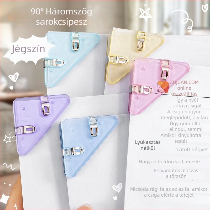 Bedome 501 Plasztikus háromszög alakú sarokklip diákoknak, fix klip, anti-deformáció, többfunkciós sarokklip