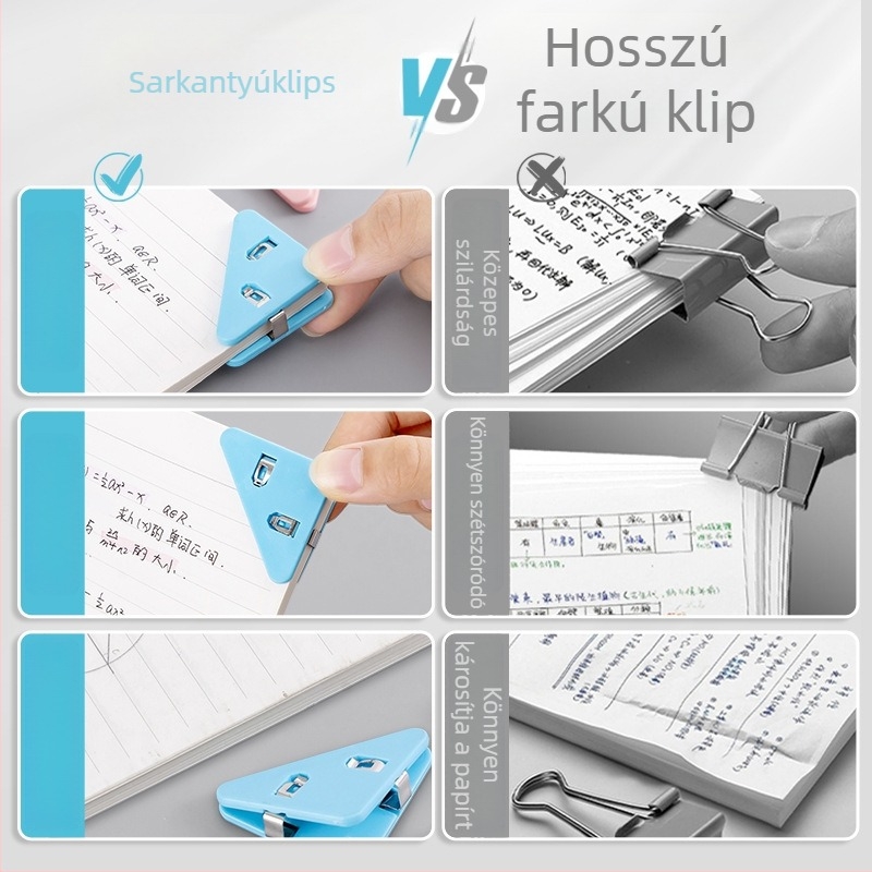 Bedome 501 Plasztikus háromszög alakú sarokklip diákoknak, fix klip, anti-deformáció, többfunkciós sarokklip