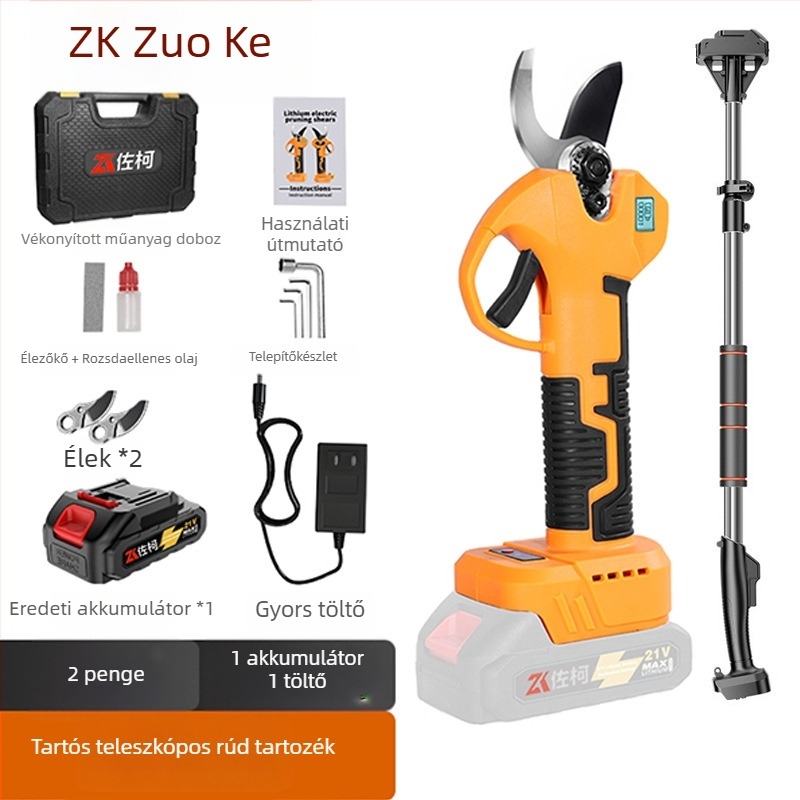 Elektromos metszőolló újratölthető lítium akkumulátorral, vastag ágak metszéséhez, kertészeti eszköz gyümölcsfákhoz
