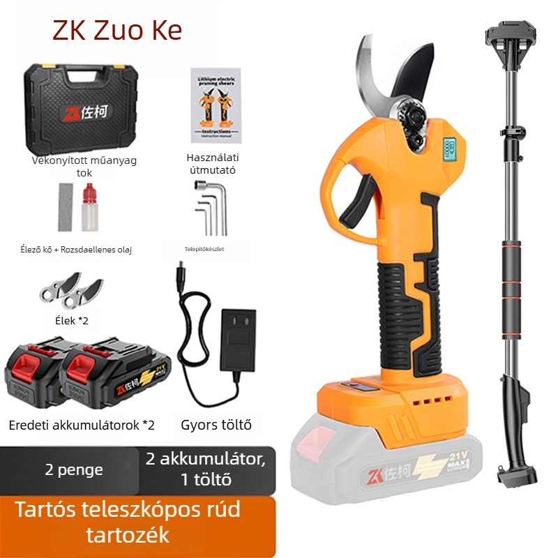 Elektromos metszőolló újratölthető lítium akkumulátorral, vastag ágak metszéséhez, kertészeti eszköz gyümölcsfákhoz