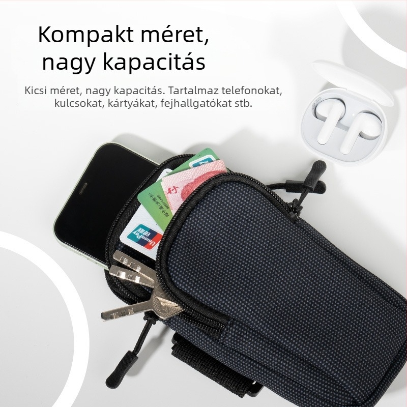 Futáshoz karra rögzíthető telefon-tartó, vízálló, anyag: diving cloth, TOUROMAN márka, kültéri sportokhoz
