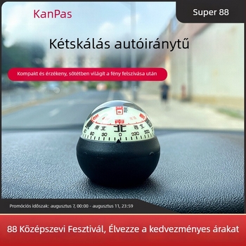 Autókompassz irányító gömb – nagy pontosságú, világító, fém test (Anyag: Fém)
