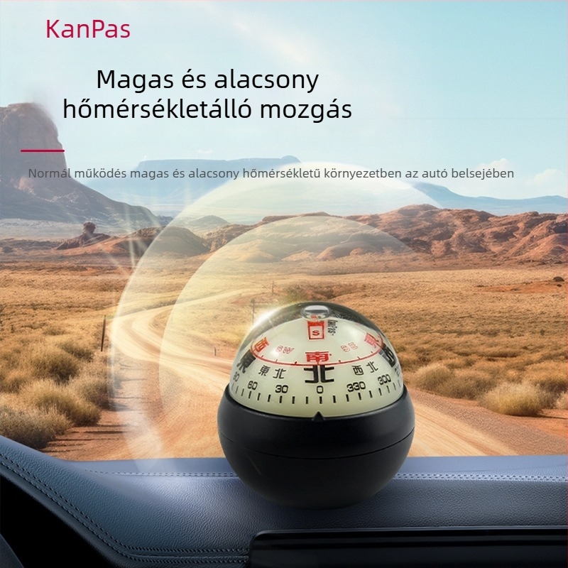 Autókompassz irányító gömb – nagy pontosságú, világító, fém test (Anyag: Fém)
