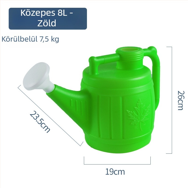 Műanyag öntöző kanna, hosszú csővel, zuhanyfejjel, gombos vízáramlás-szabályozóval - Maple leaf