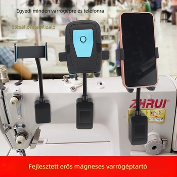 Ütésálló univerzális telefon-tartó varrógépekhez, mágneses rögzítés, 360°-os forgatás