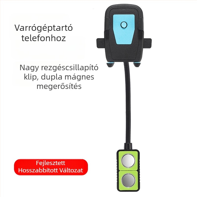 Ütésálló univerzális telefon-tartó varrógépekhez, mágneses rögzítés, 360°-os forgatás