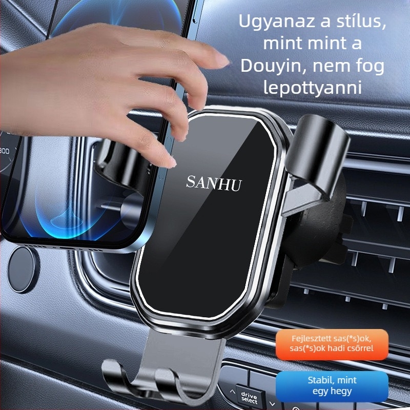 Autóba szerelhető telefon tartó gravitációs támasztékkal a légáramlat-nyílásba navigációhoz – univerzális illeszkedés, testreszabás elérhető
