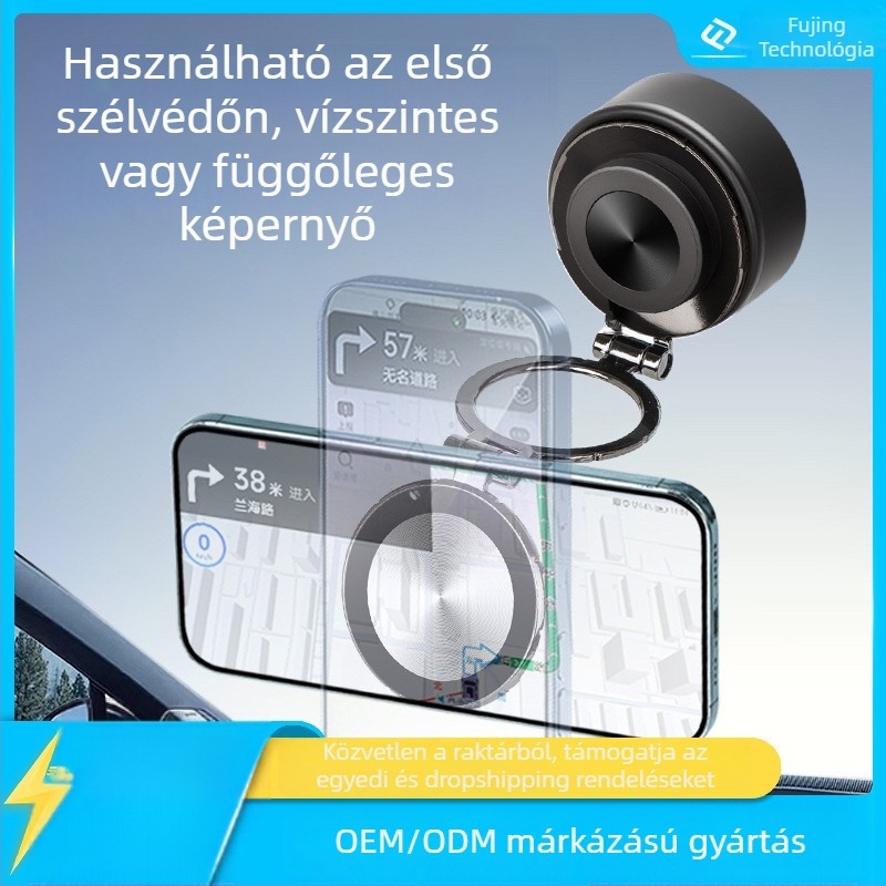 G111 Autótelefon tartó mágneses tapadással, műszerfalon vákuumos rögzítés, univerzális kompatibilitás