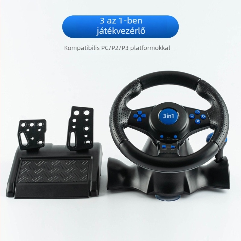 Három az egyben verseny volán, vezetékes USB/P2 csatlakozás, PC/Xbox/PS/Switch kompatibilis, ABS anyag, tömeg 1850 g