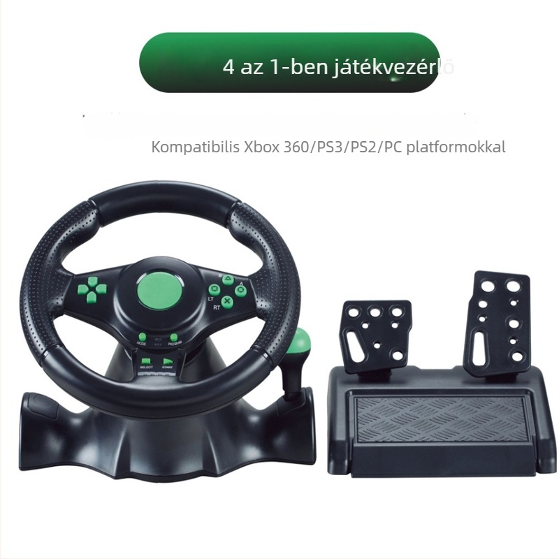 Három az egyben verseny volán, vezetékes USB/P2 csatlakozás, PC/Xbox/PS/Switch kompatibilis, ABS anyag, tömeg 1850 g