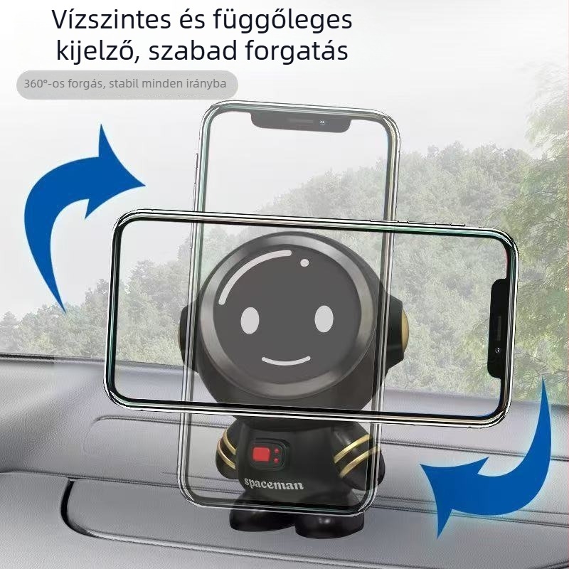 Autó műszerfalra szerelhető telefontartó – mágneses, 360° forgás, ragasztóval történő rögzítés, univerzális kompatibilitás