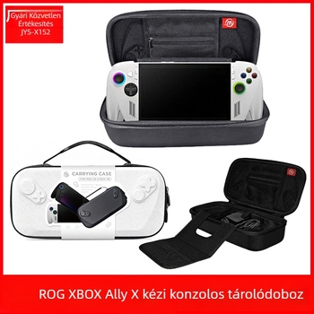 ROG Xbox Ally X kézben tartható tároló táska, cipzáras merev tok, poliészter és PU anyagból, méretek 5×2,8×14,5 cm, tömeg 445,5 g