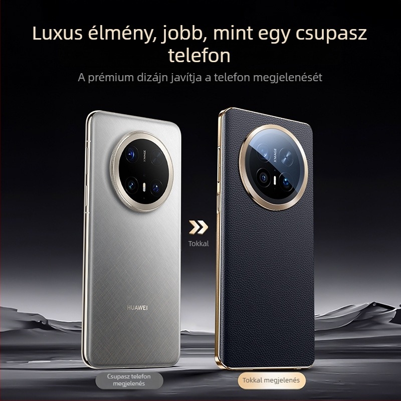 Huawei Mate70 Pro bőrtok, teljes kameravédelmet nyújtó, prémium bőrt-textúrával, ujjlenyomat-mentes, ütésálló
