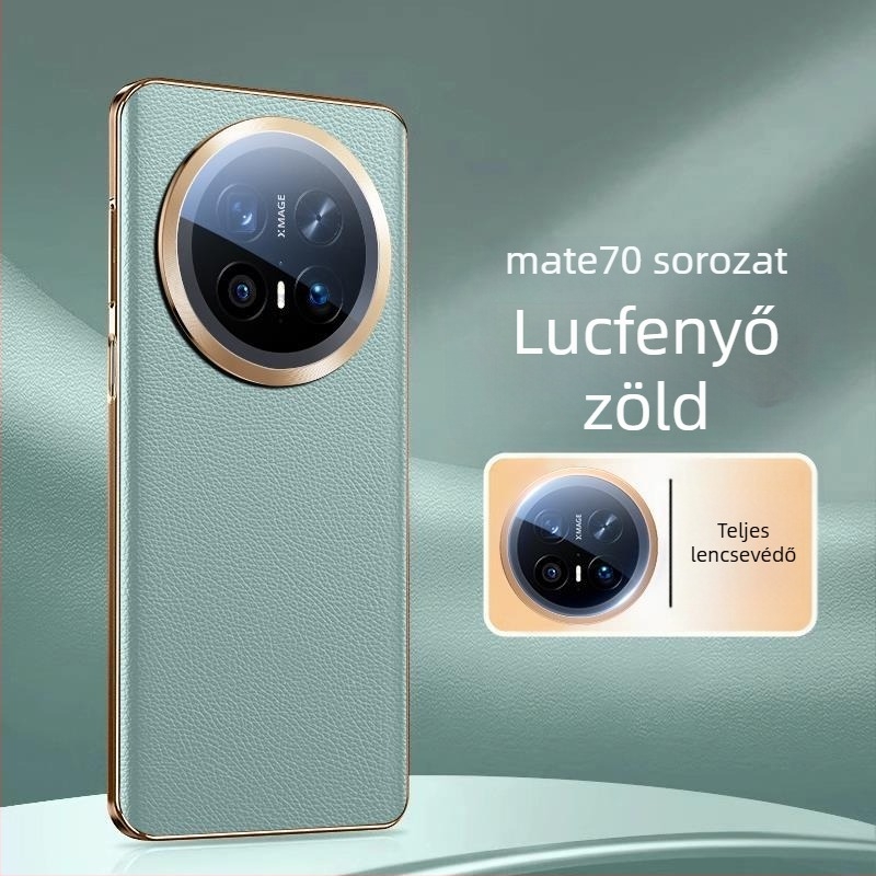 Huawei Mate70 Pro bőrtok, teljes kameravédelmet nyújtó, prémium bőrt-textúrával, ujjlenyomat-mentes, ütésálló