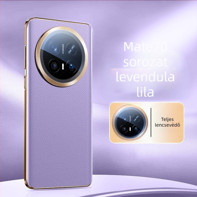 Huawei Mate70 Pro bőrtok, teljes kameravédelmet nyújtó, prémium bőrt-textúrával, ujjlenyomat-mentes, ütésálló