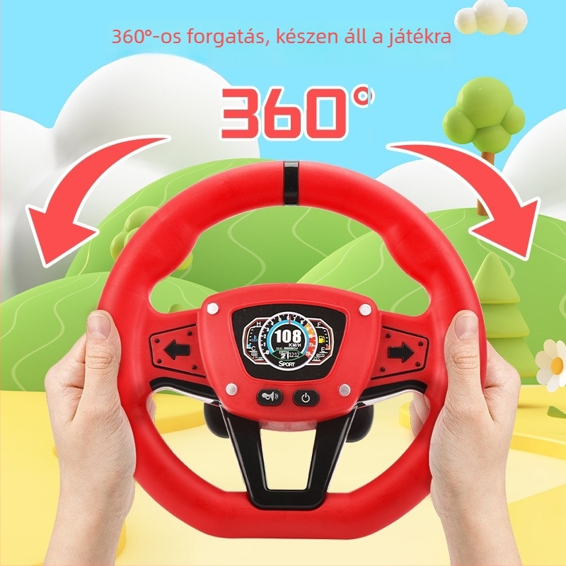 Oktató gyerekeknek szánt kormánykerék – 360° forgás, vezetés-szimuláció, forgalmi ismeretek, hanghatások, erős szívócsésze
