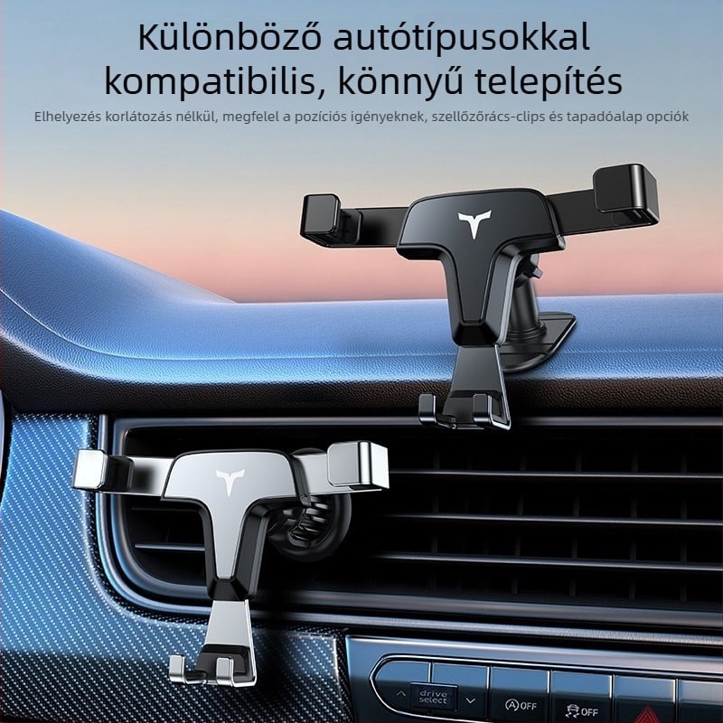 Gravitációs autós telefontartó szellőzőbe illeszthető, fém, ragasztó típus