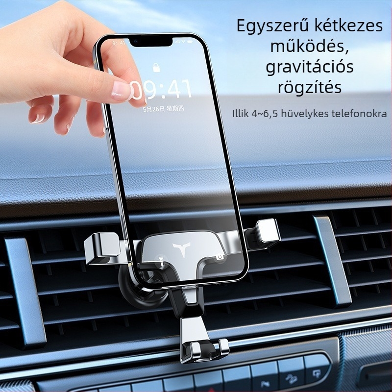 Gravitációs autós telefontartó szellőzőbe illeszthető, fém, ragasztó típus