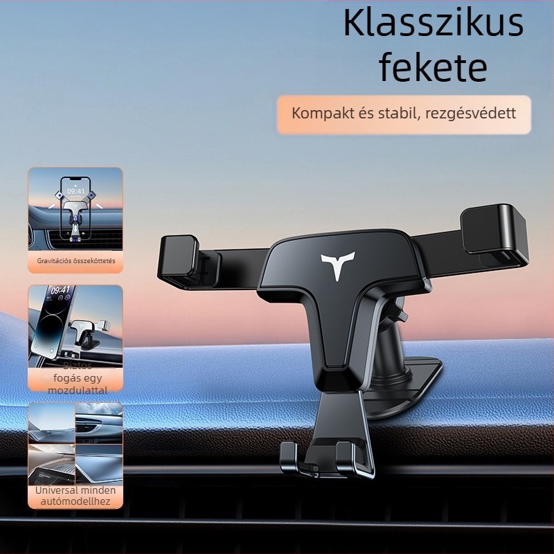 Gravitációs autós telefontartó szellőzőbe illeszthető, fém, ragasztó típus