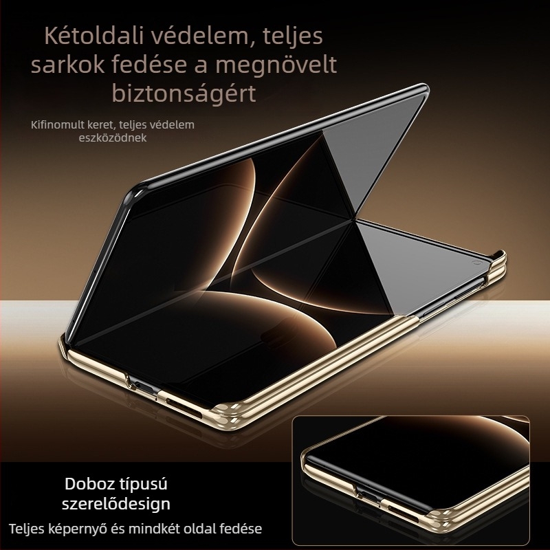 Huawei Mate X-hez készült tok mágneses töltéssel, dupla tengelyes védelem, sima bőr, kopásállóság, ujjlenyomat-mentes