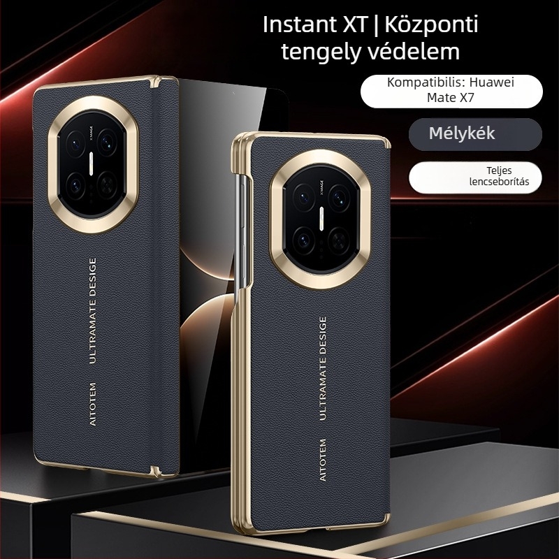Huawei Mate X-hez készült tok mágneses töltéssel, dupla tengelyes védelem, sima bőr, kopásállóság, ujjlenyomat-mentes
