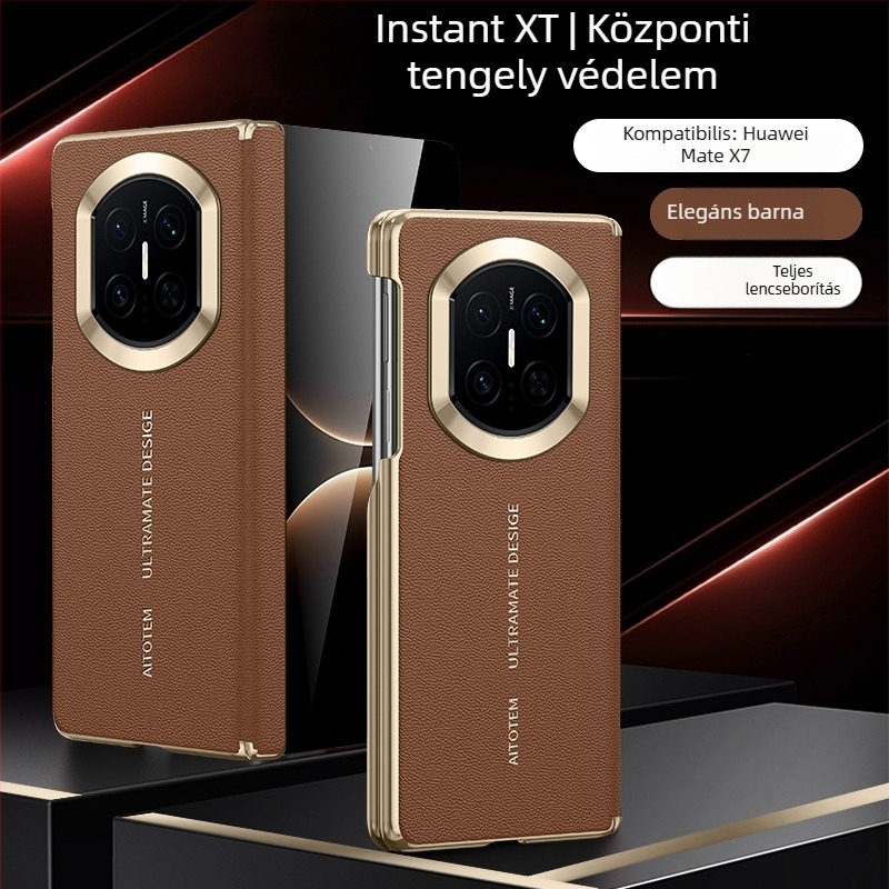 Huawei Mate X-hez készült tok mágneses töltéssel, dupla tengelyes védelem, sima bőr, kopásállóság, ujjlenyomat-mentes