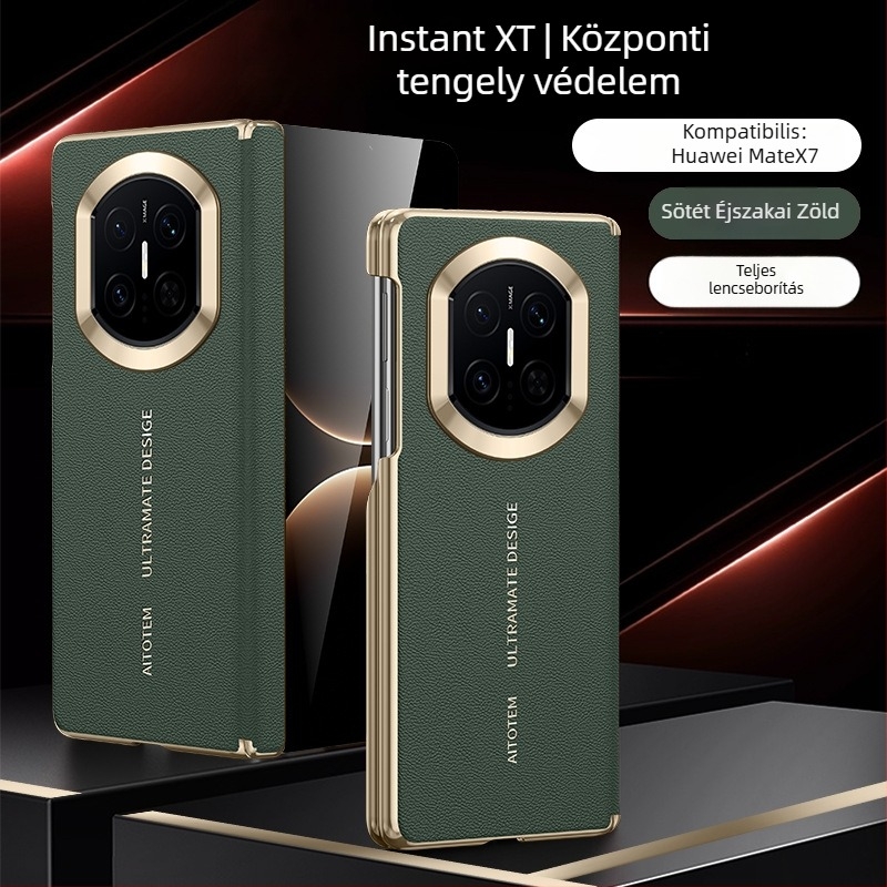 Huawei Mate X-hez készült tok mágneses töltéssel, dupla tengelyes védelem, sima bőr, kopásállóság, ujjlenyomat-mentes