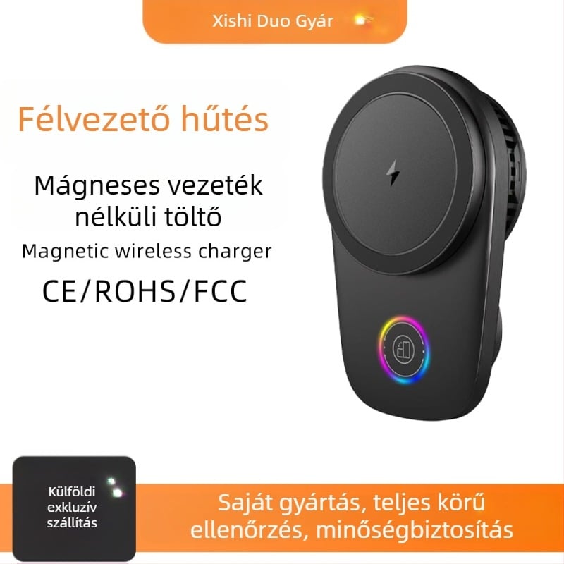 Autó légcsatornához magnetikus vezeték nélküli töltő tartó – 25W, mágneses, snap-on telepítés, univerzális