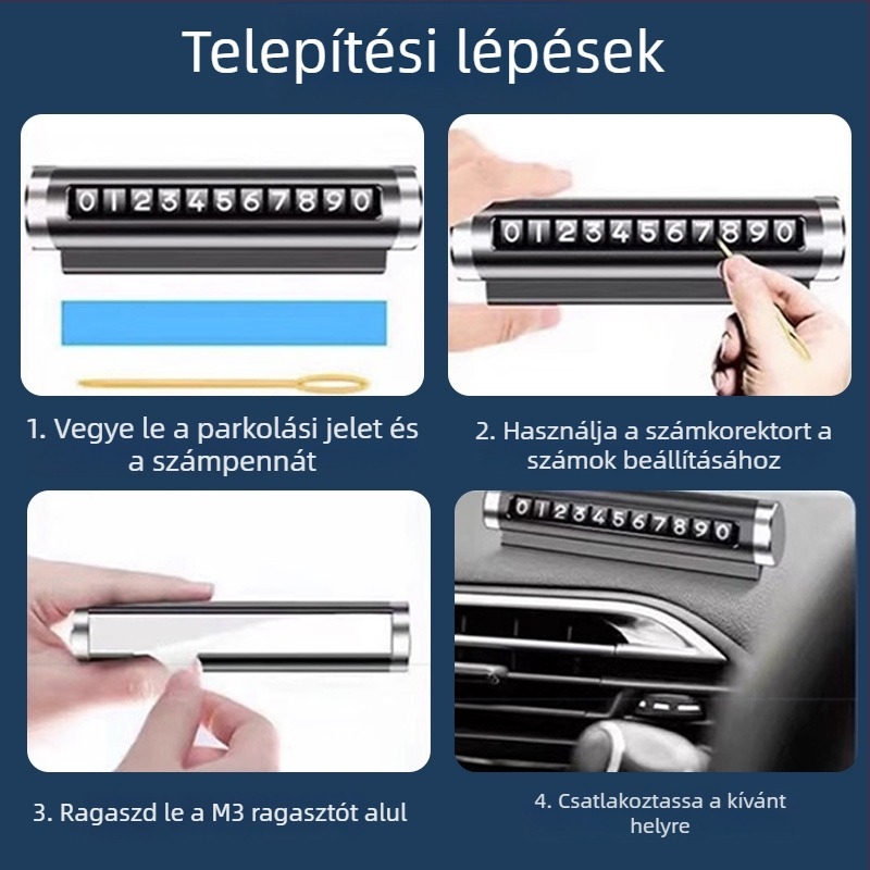 Ideiglenes parkolási rendszám tartó autóhoz – 2D napvédő, mobilszám tartó, Típus 20213, Anyag: Egyéb